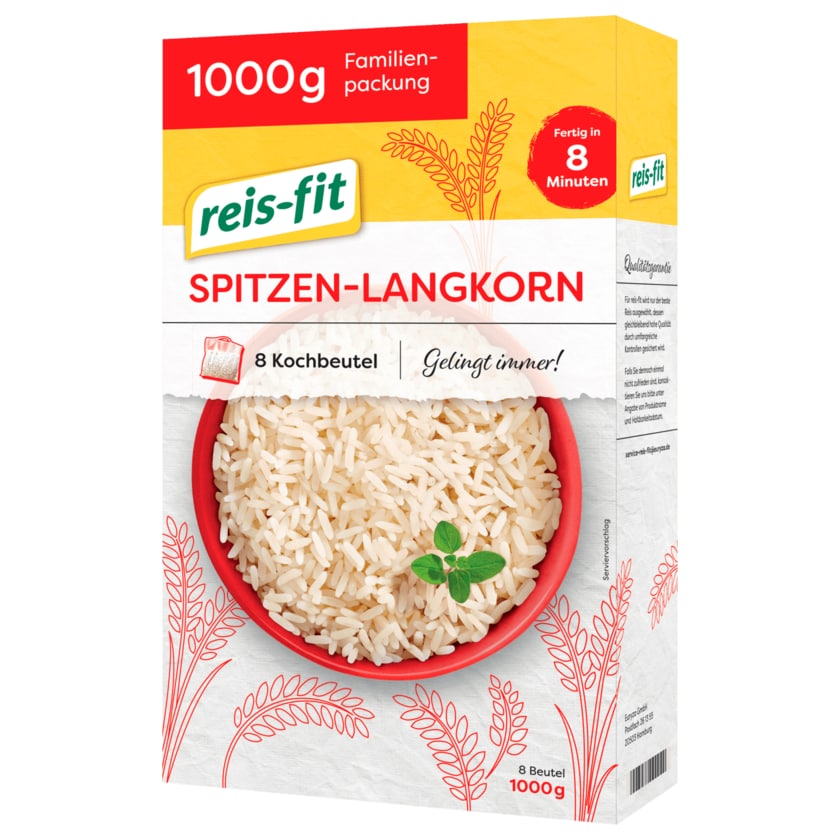 Reis-fit Spitzen-Langkornreis vorgegart 8x125g